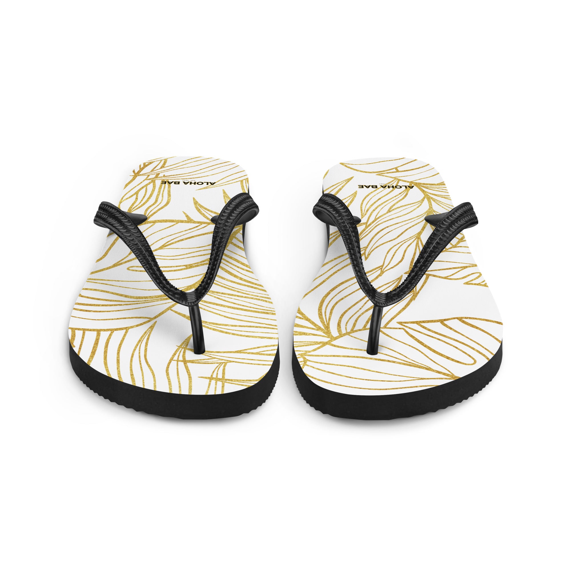 White Gold Monstera Slippers-Sandals-alohabae