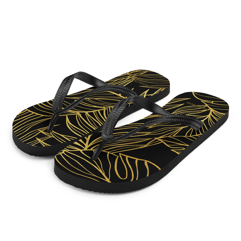 Black Gold Monstera Slippers-Sandals-alohabae
