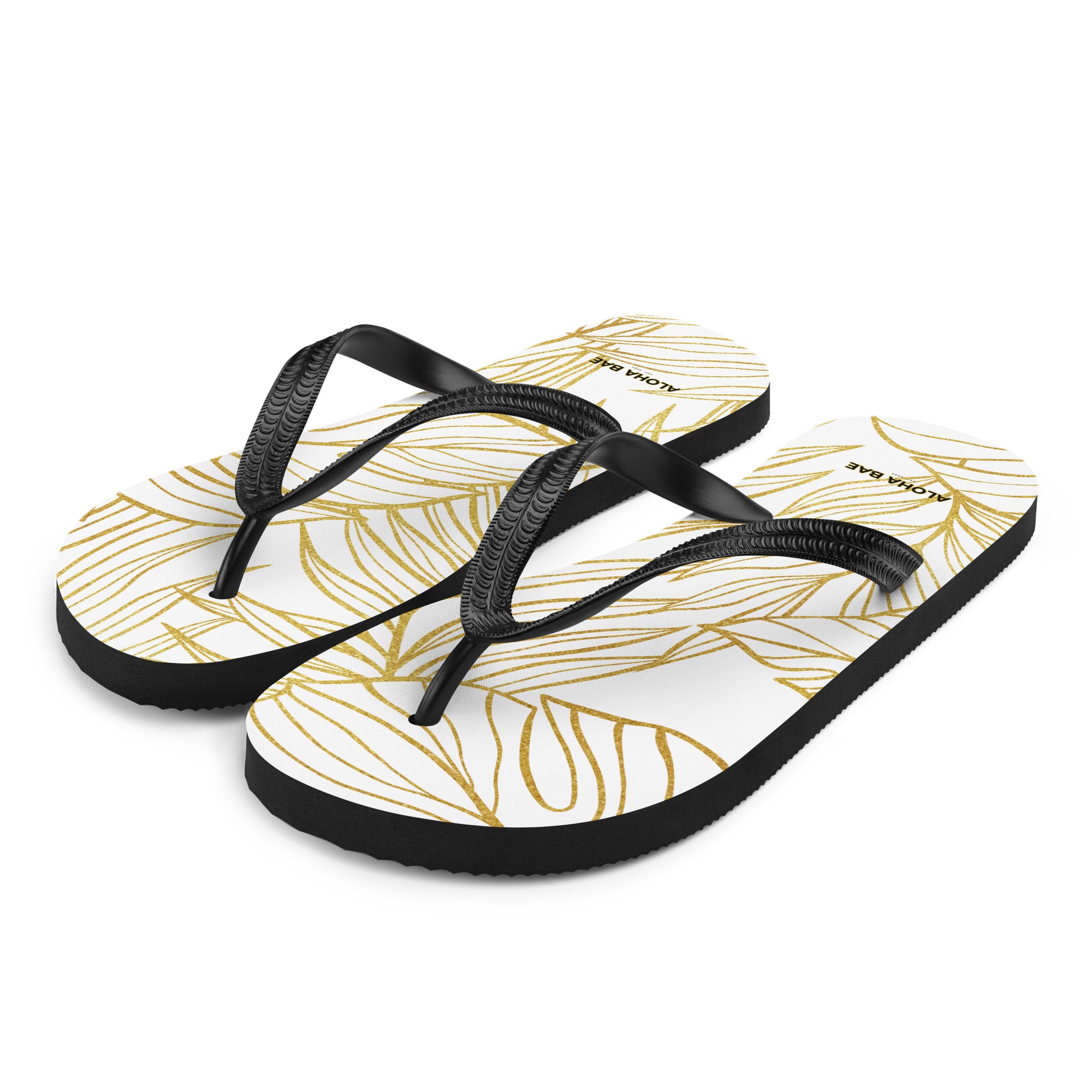 White Gold Monstera Slippers-Sandals-alohabae