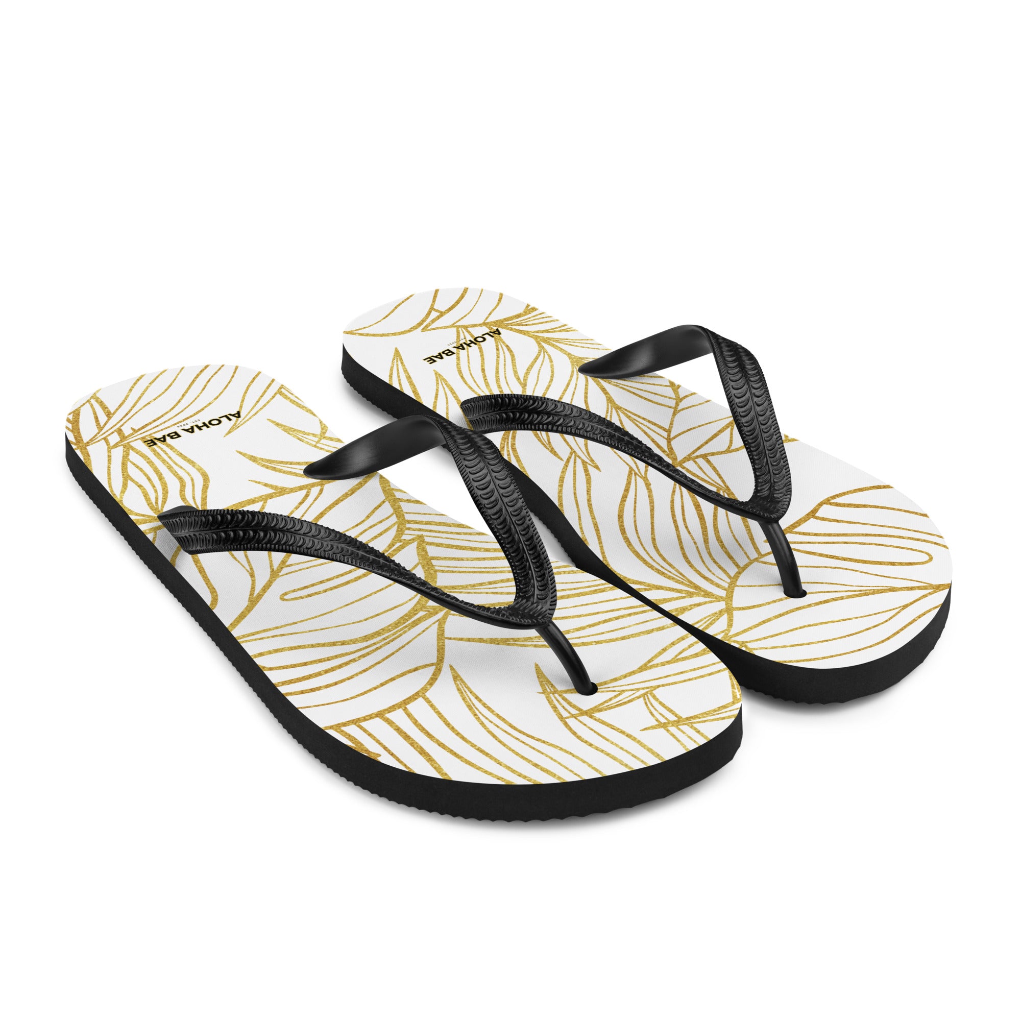 White Gold Monstera Slippers-Sandals-alohabae