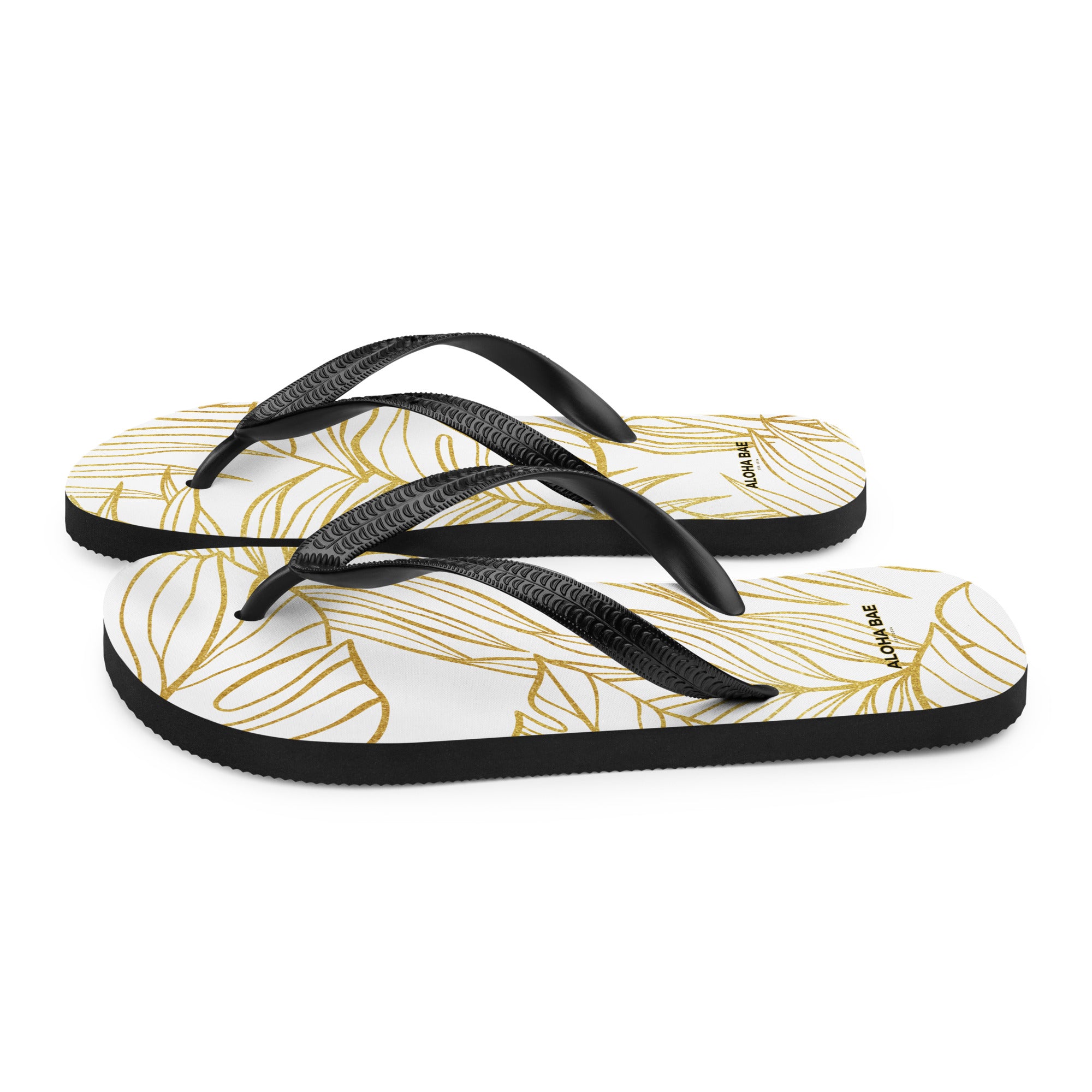 White Gold Monstera Slippers-Sandals-alohabae