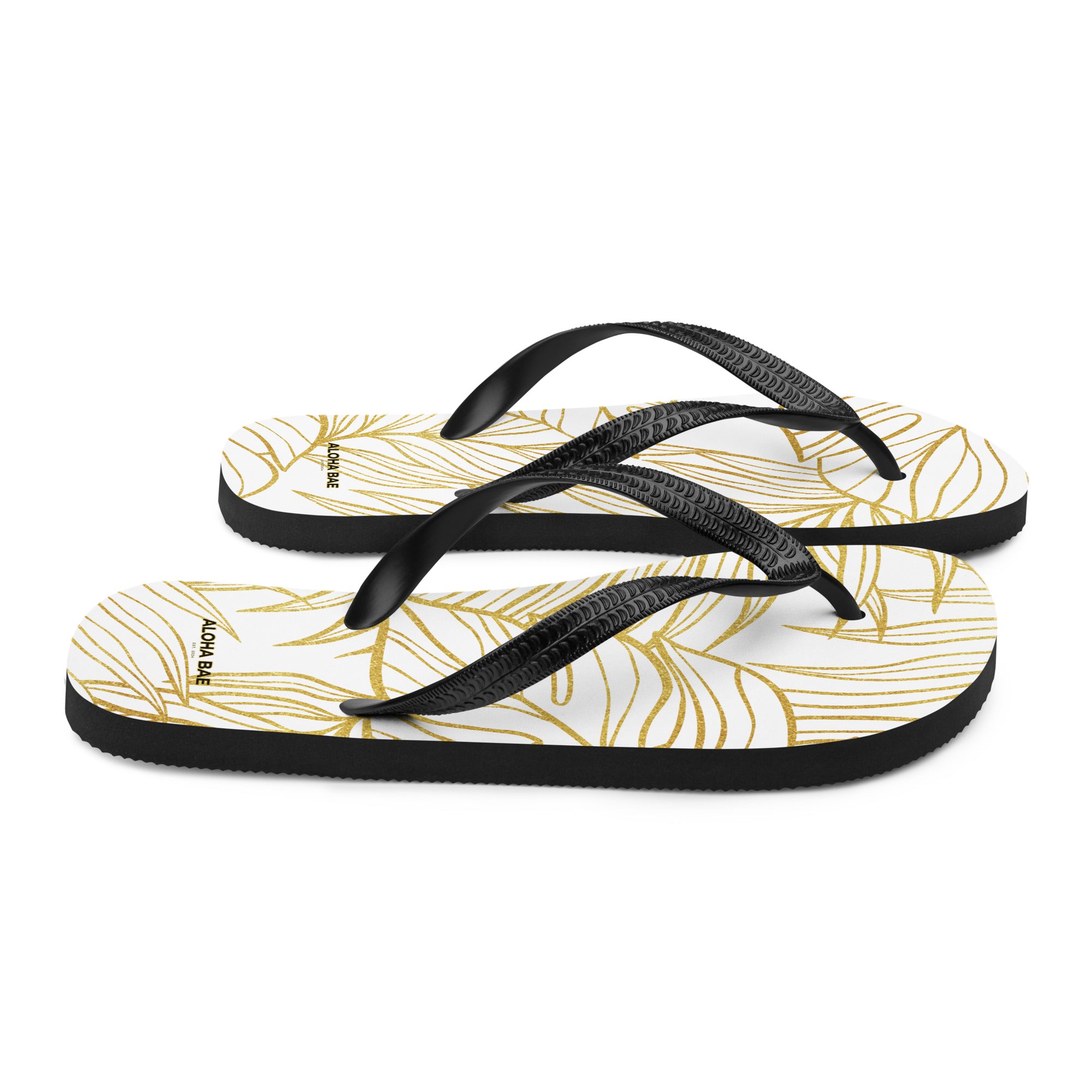 White Gold Monstera Slippers-Sandals-alohabae