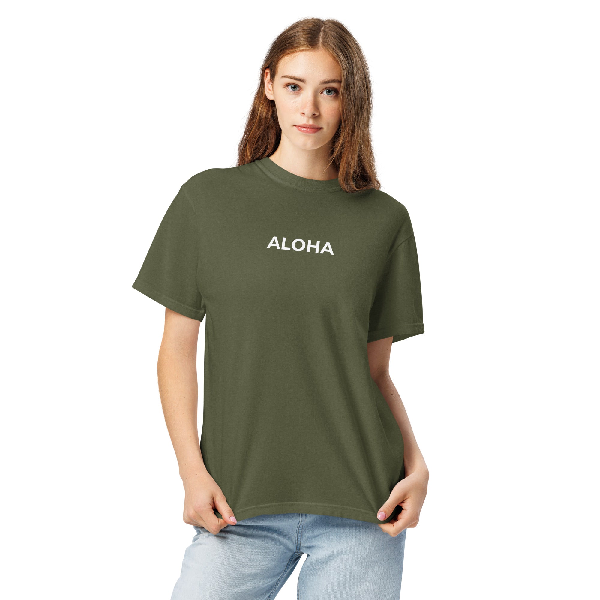 Aloha Printed Premium Heavyweight T-shirt Reverse-T-shirt-alohabae