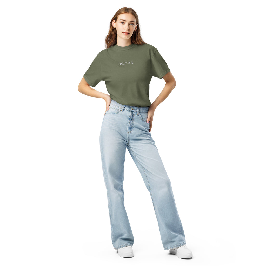 Aloha Premium Embroidered T-Shirt Reverse-T-shirt-alohabae