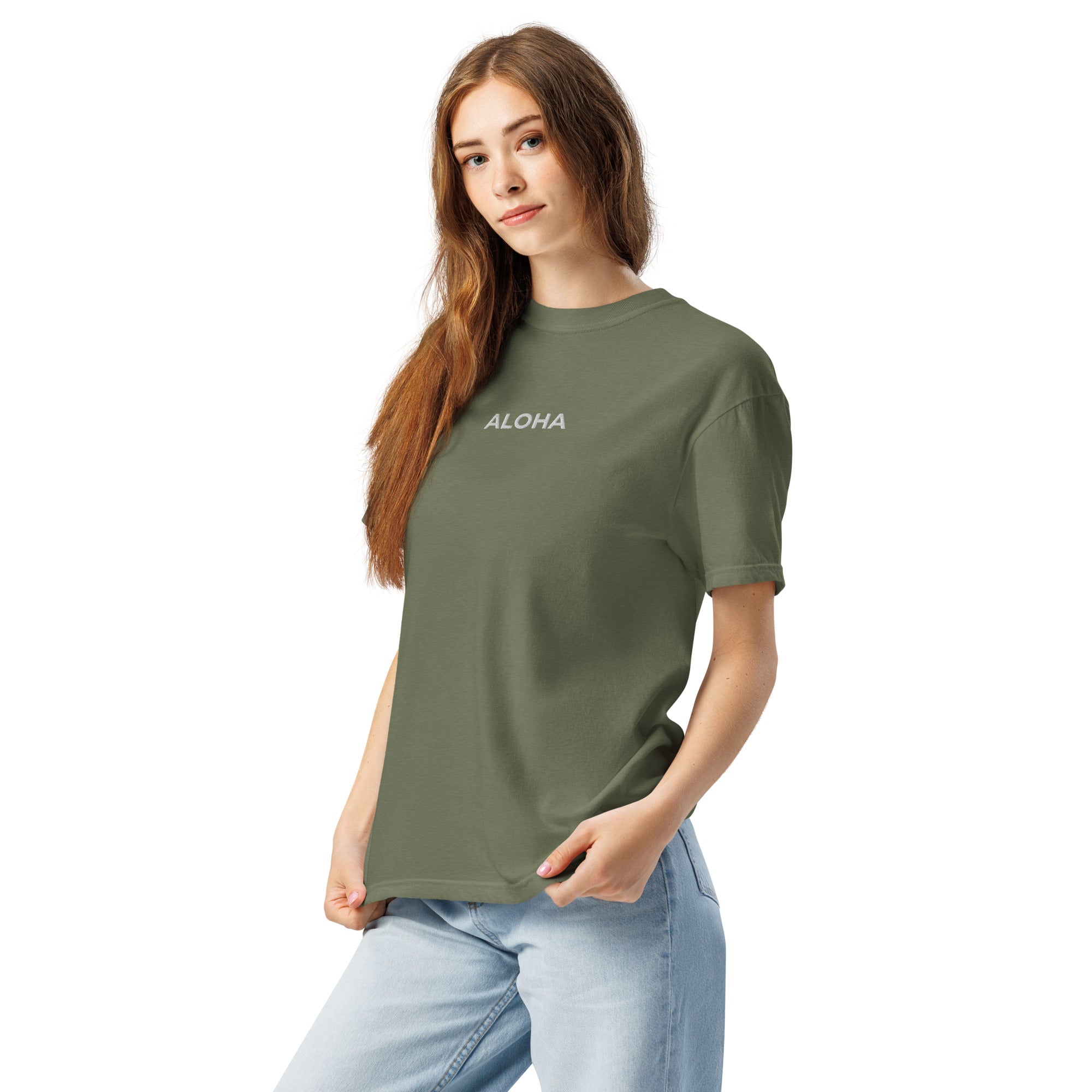 Aloha Premium Embroidered T-Shirt Reverse-T-shirt-alohabae