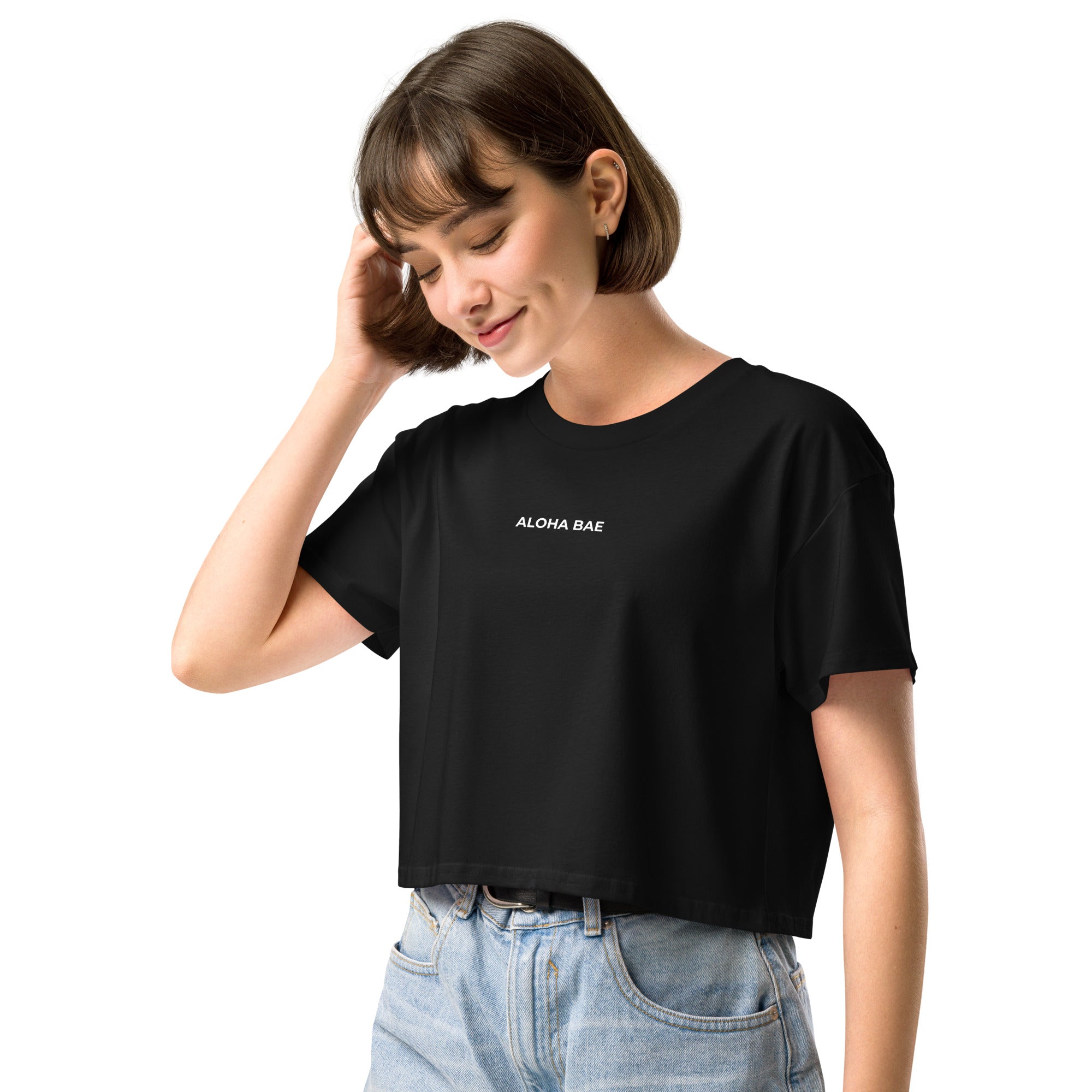 Aloha Bae Mini Logo Premium Crop Top Reverse-Activewear-alohabae