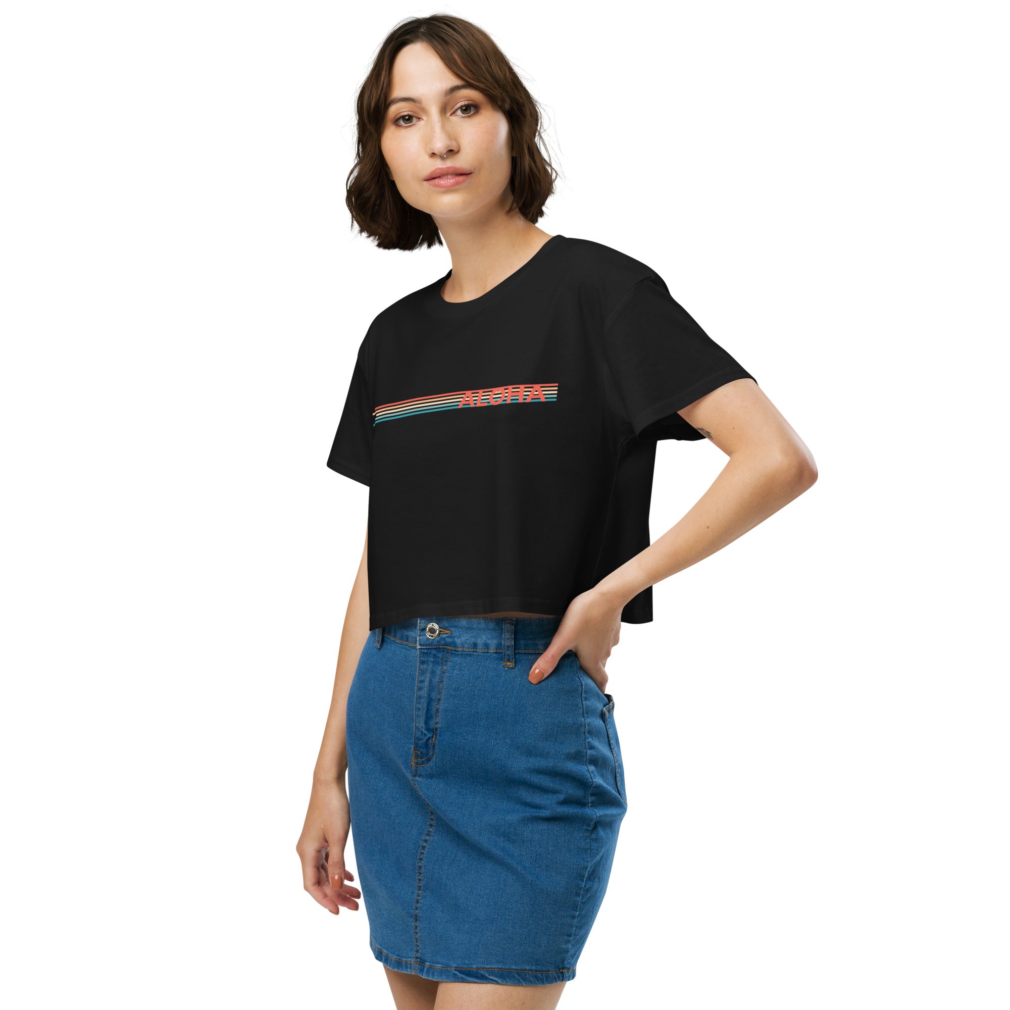 Retro Lines Aloha Crop Top-T-shirt-alohabae