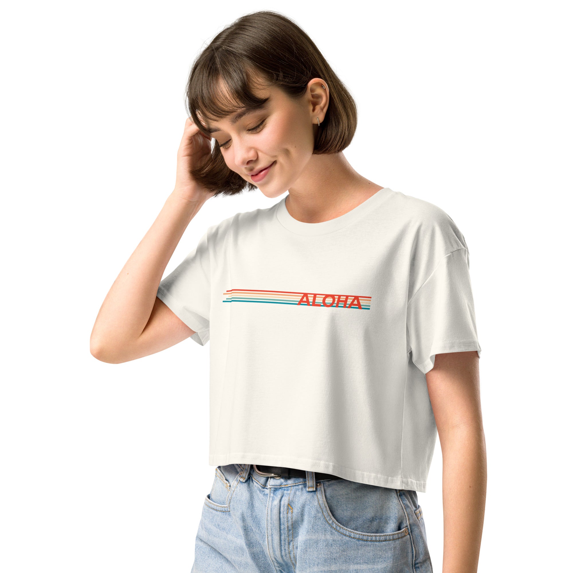 Retro Lines Aloha Crop Top-T-shirt-alohabae