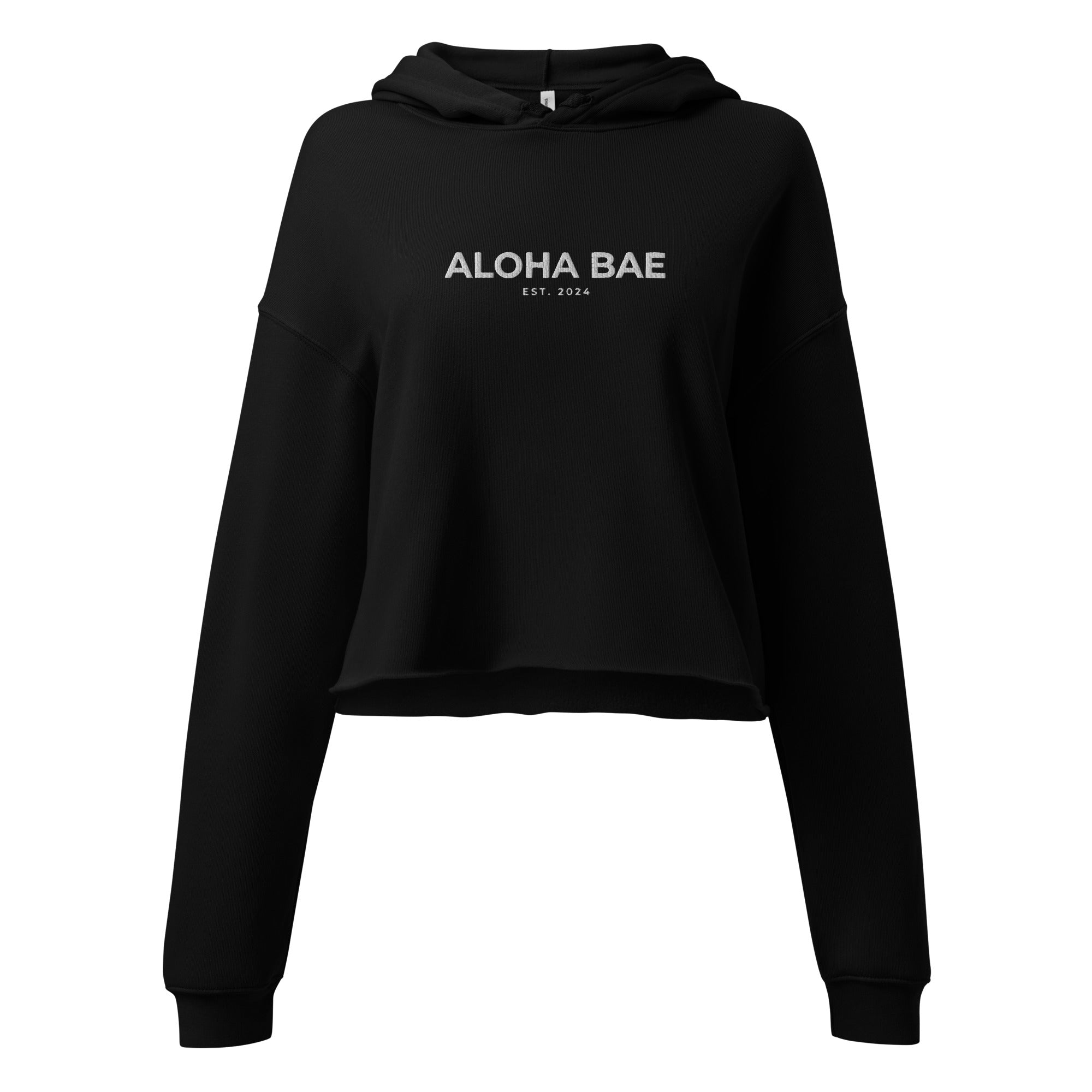 Aloha Bae Embroidered Logo Crop Hoodie-Sweatshirt-alohabae
