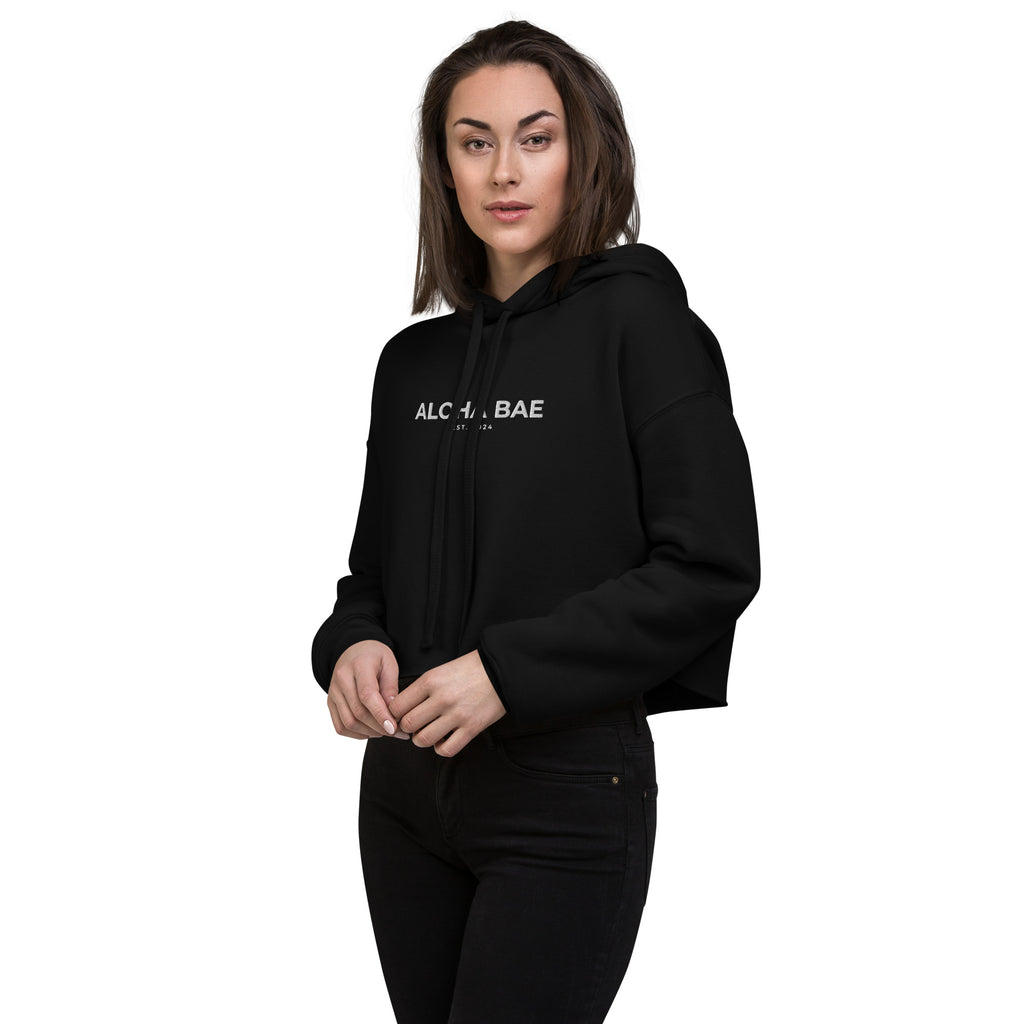 Aloha Bae Embroidered Logo Crop Hoodie-Sweatshirt-alohabae