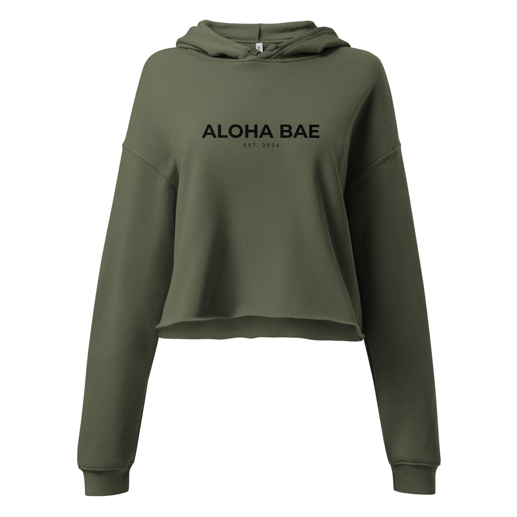 Aloha Bae Print Logo Crop Hoodie-Sweatshirt-alohabae