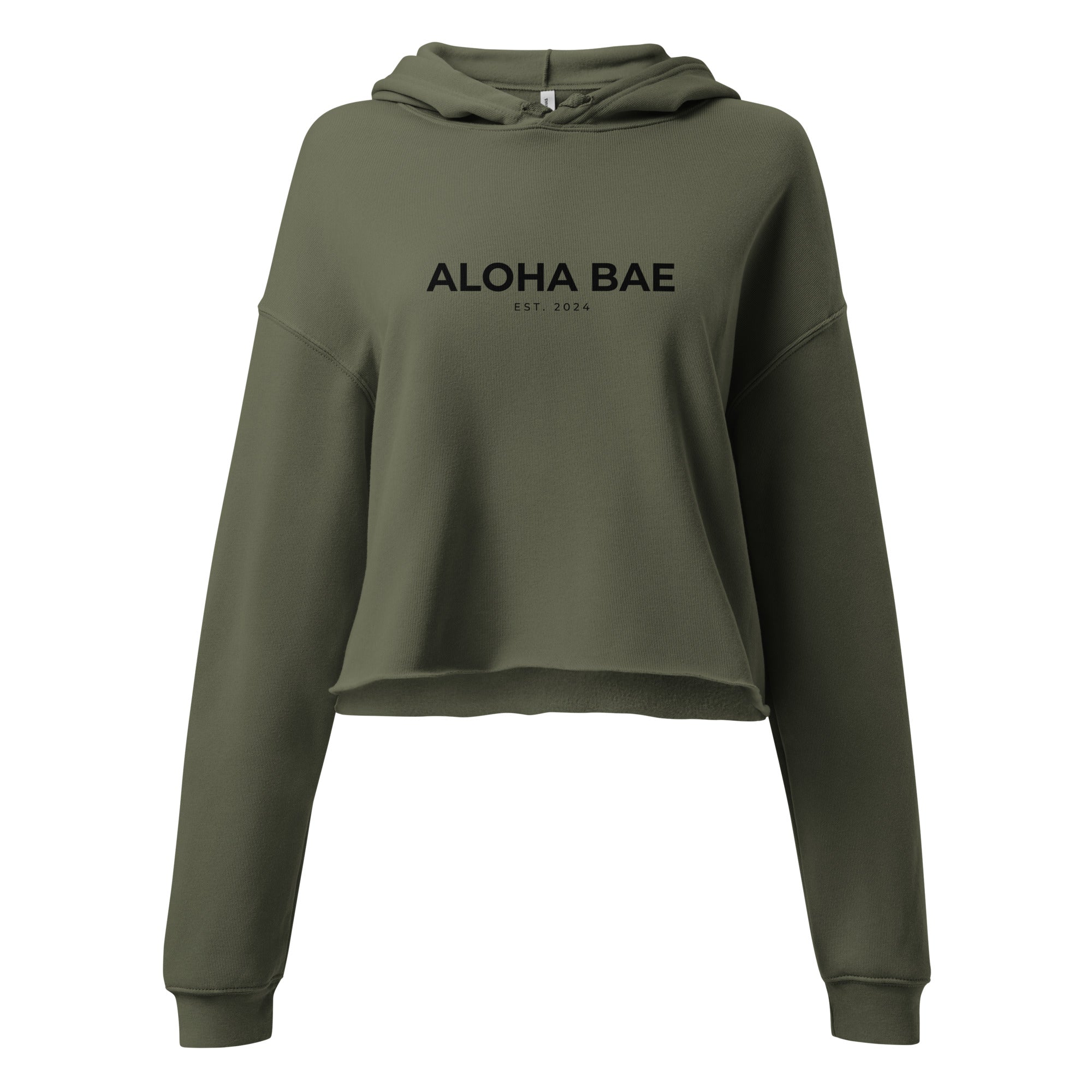 Aloha Bae Print Logo Crop Hoodie-Sweatshirt-alohabae