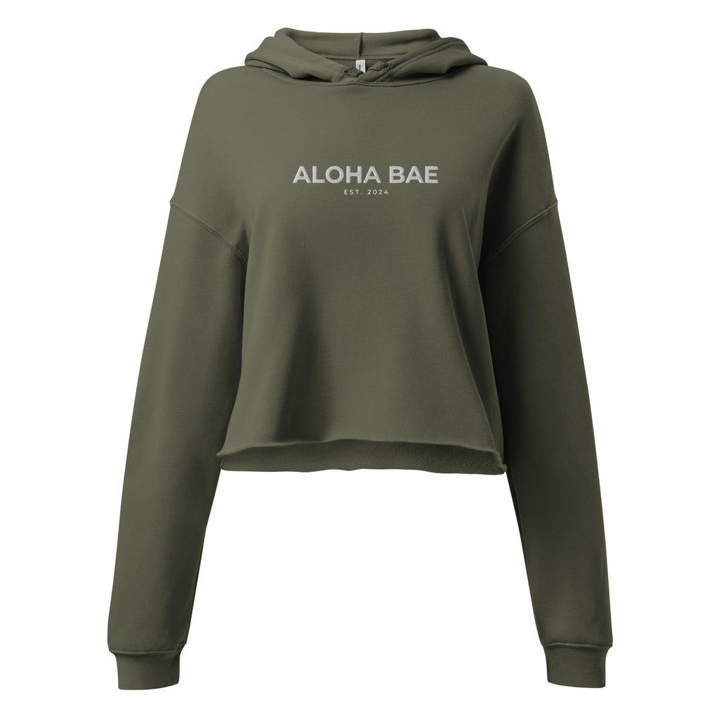 Aloha Bae Embroidered Logo Crop Hoodie-Sweatshirt-alohabae