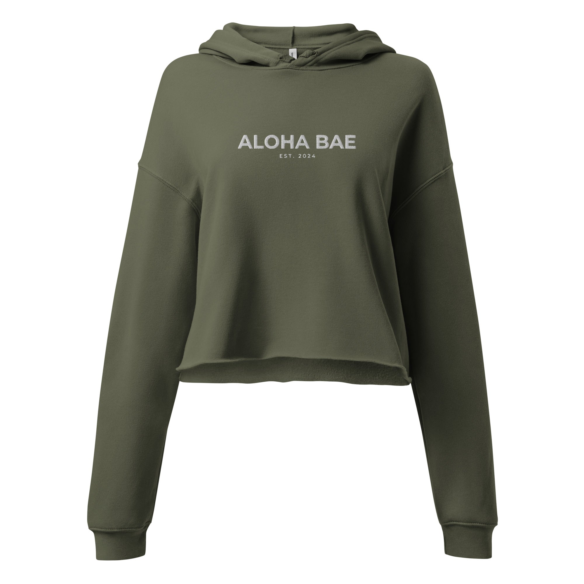 Aloha Bae Embroidered Logo Crop Hoodie-Sweatshirt-alohabae