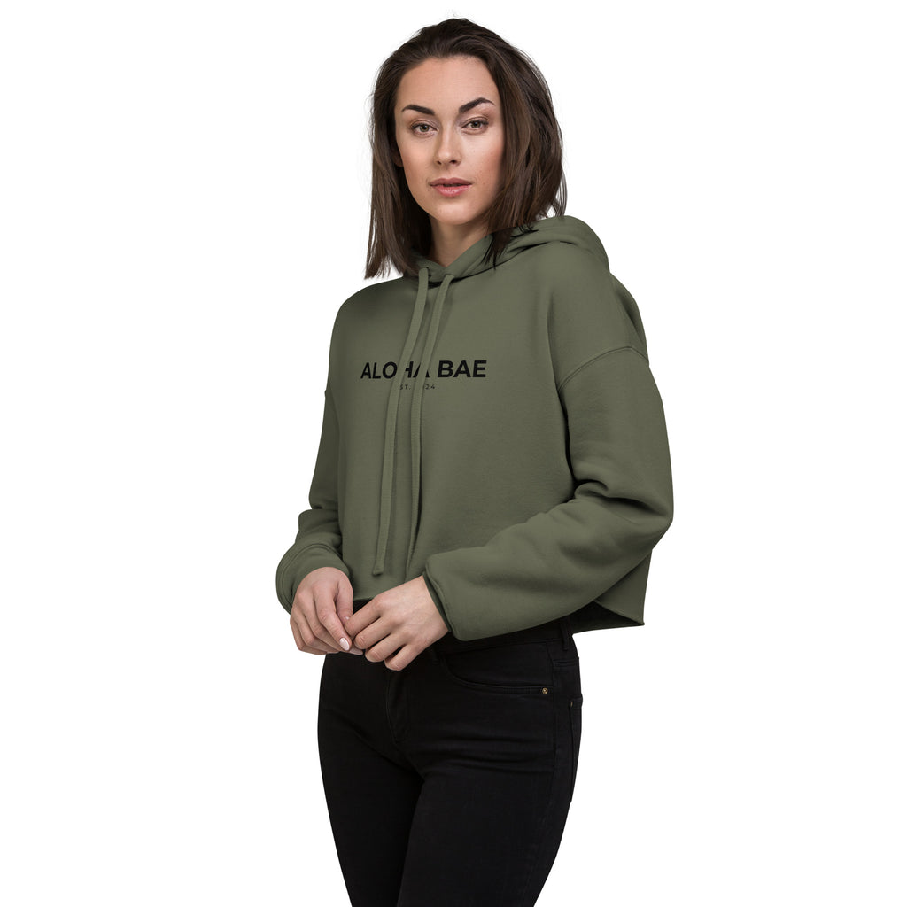 Aloha Bae Print Logo Crop Hoodie-Sweatshirt-alohabae