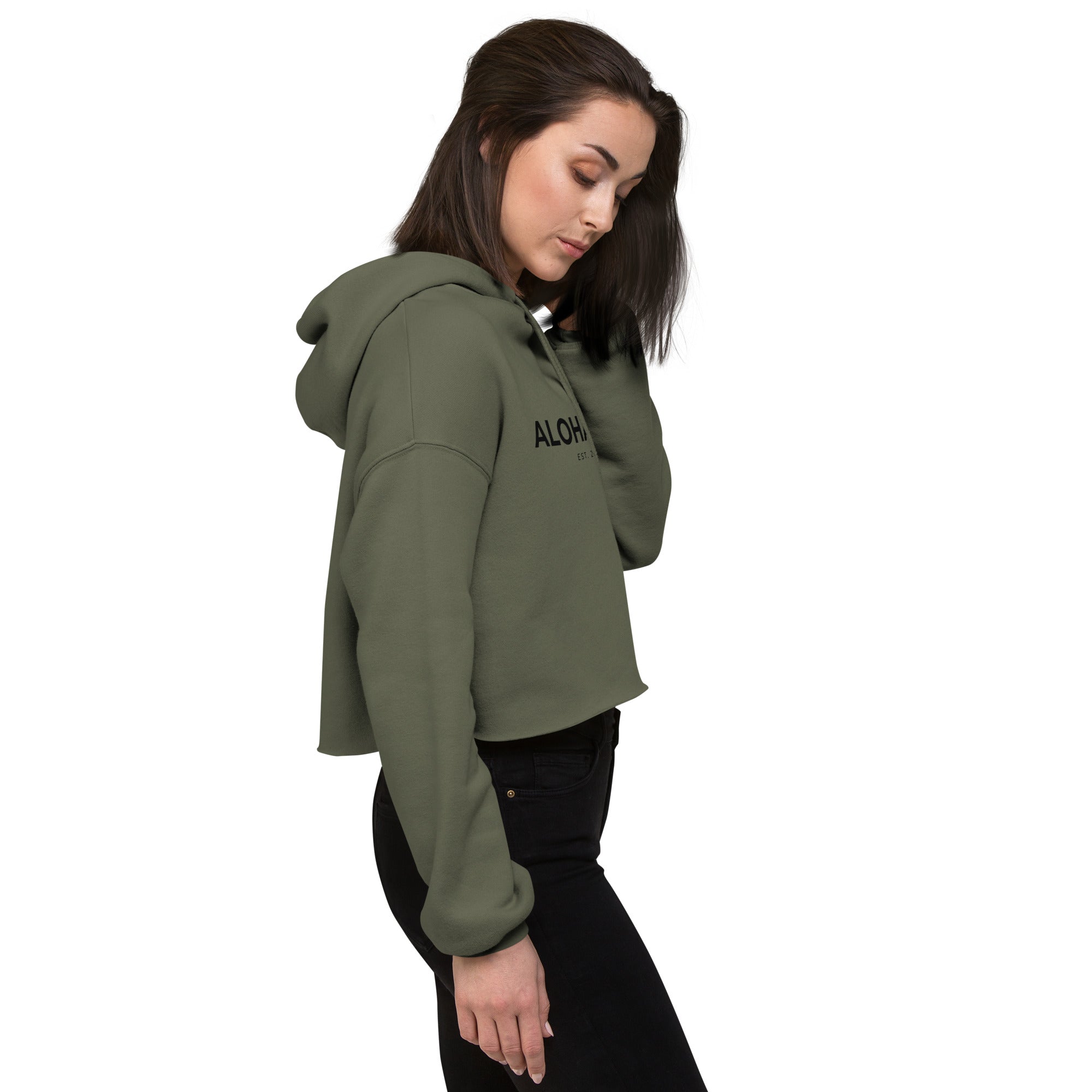 Aloha Bae Print Logo Crop Hoodie-Sweatshirt-alohabae