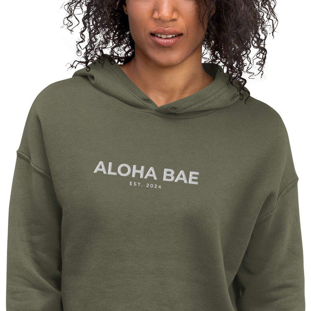 Aloha Bae Embroidered Logo Crop Hoodie-Sweatshirt-alohabae