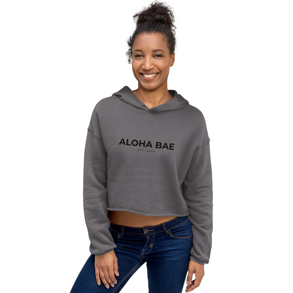 Aloha Bae Print Logo Crop Hoodie-Sweatshirt-alohabae