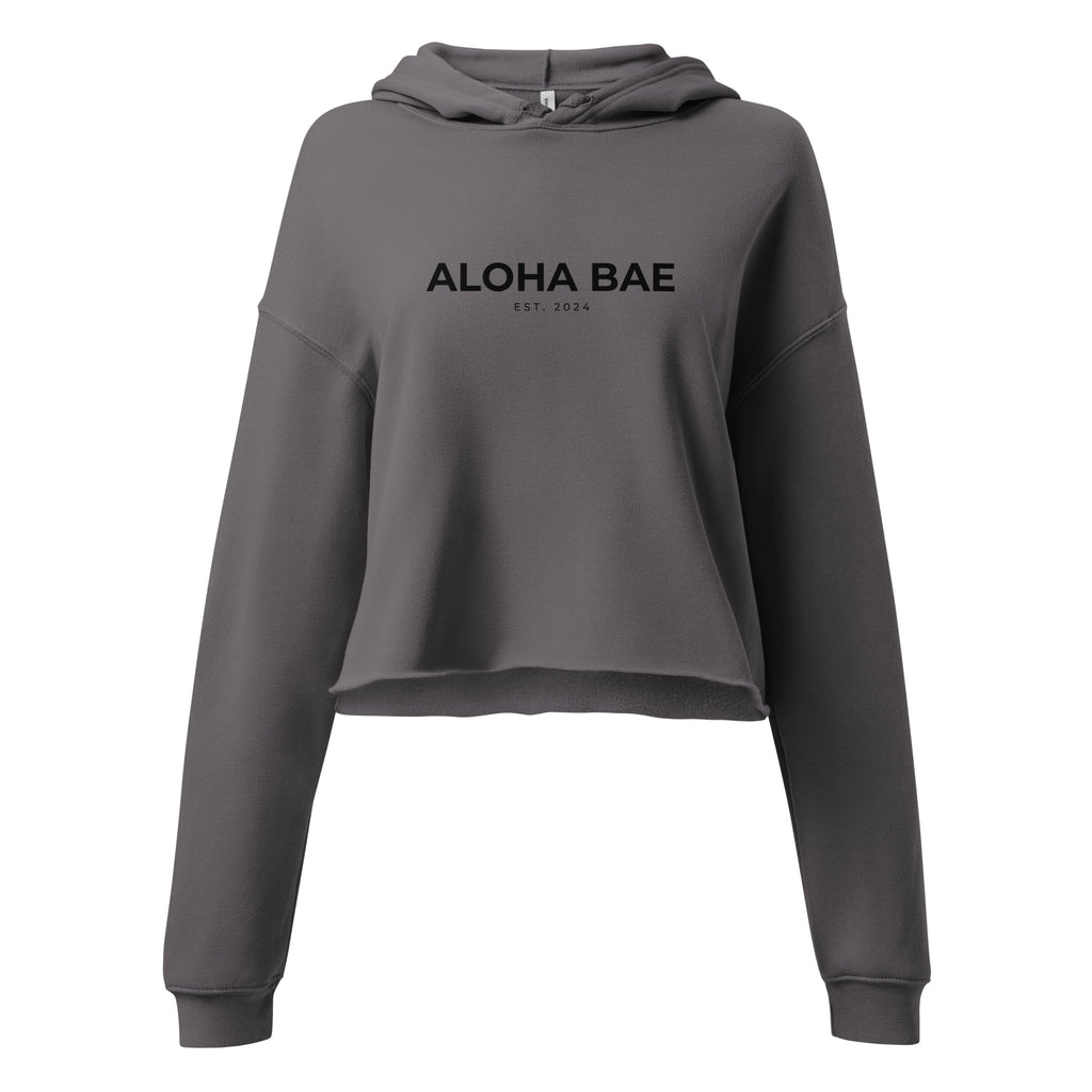 Aloha Bae Print Logo Crop Hoodie-Sweatshirt-alohabae