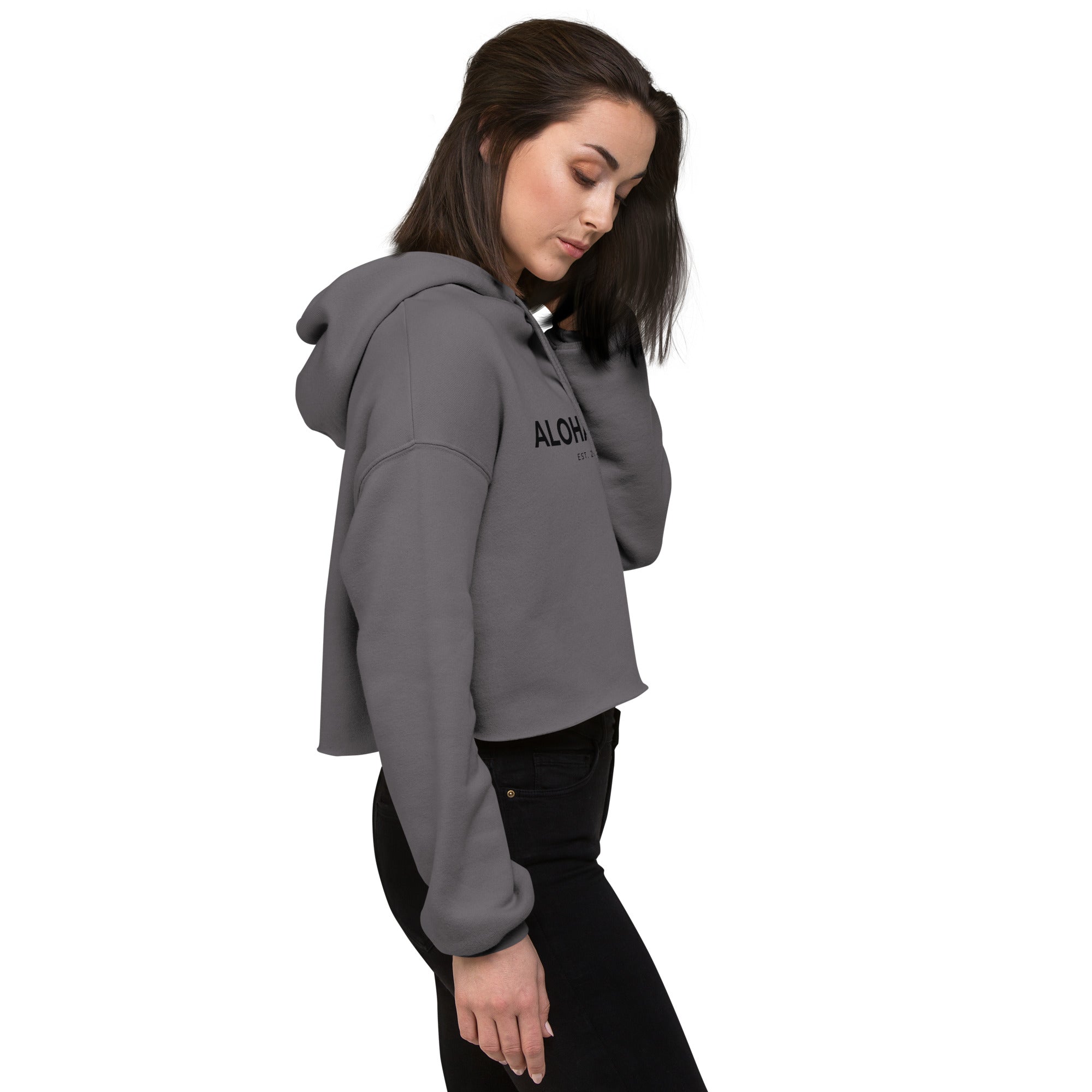 Aloha Bae Print Logo Crop Hoodie-Sweatshirt-alohabae