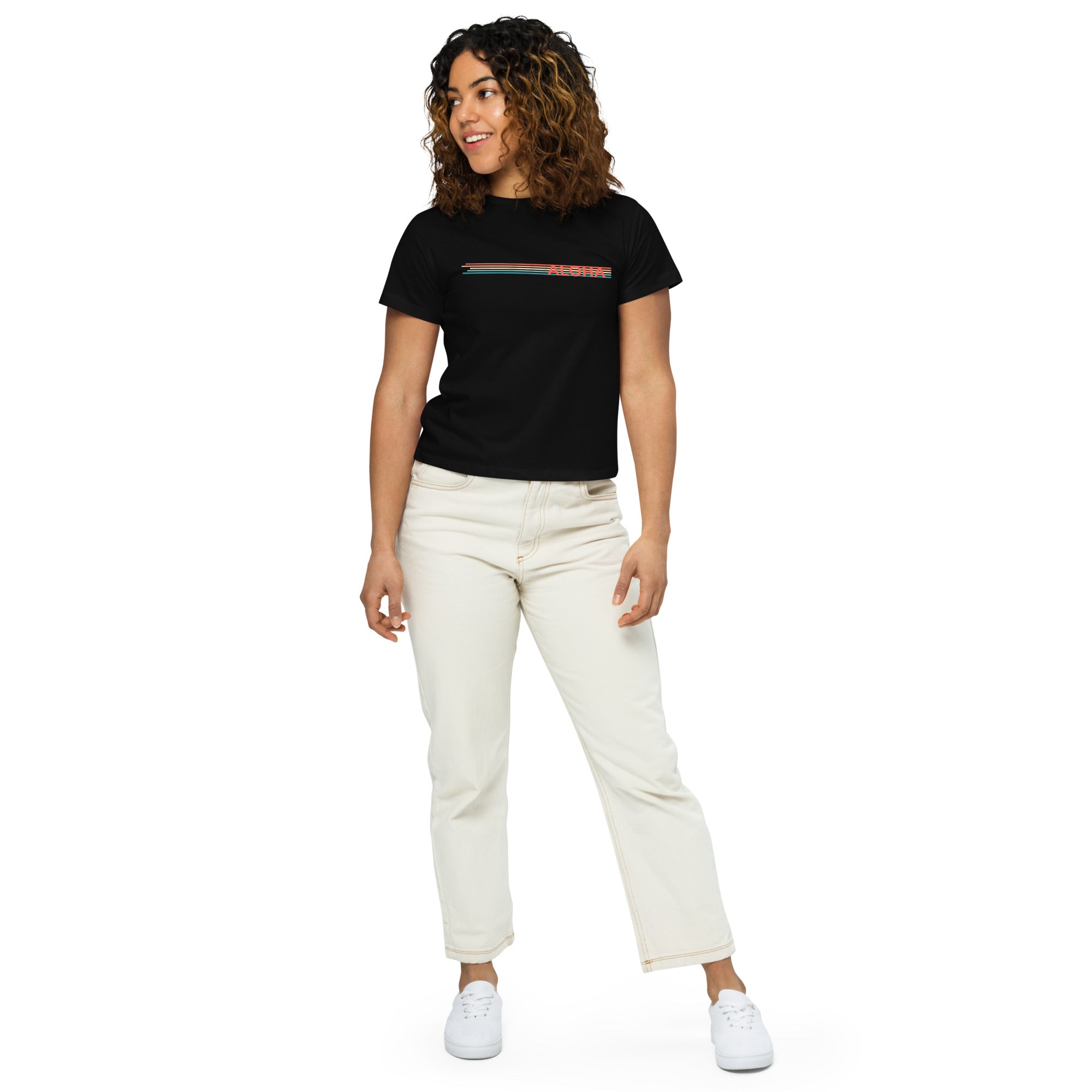 Retro Lines High-Waisted T-Shirt-T-shirt-alohabae