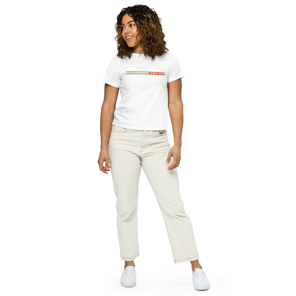Retro Lines High-Waisted T-Shirt-T-shirt-alohabae