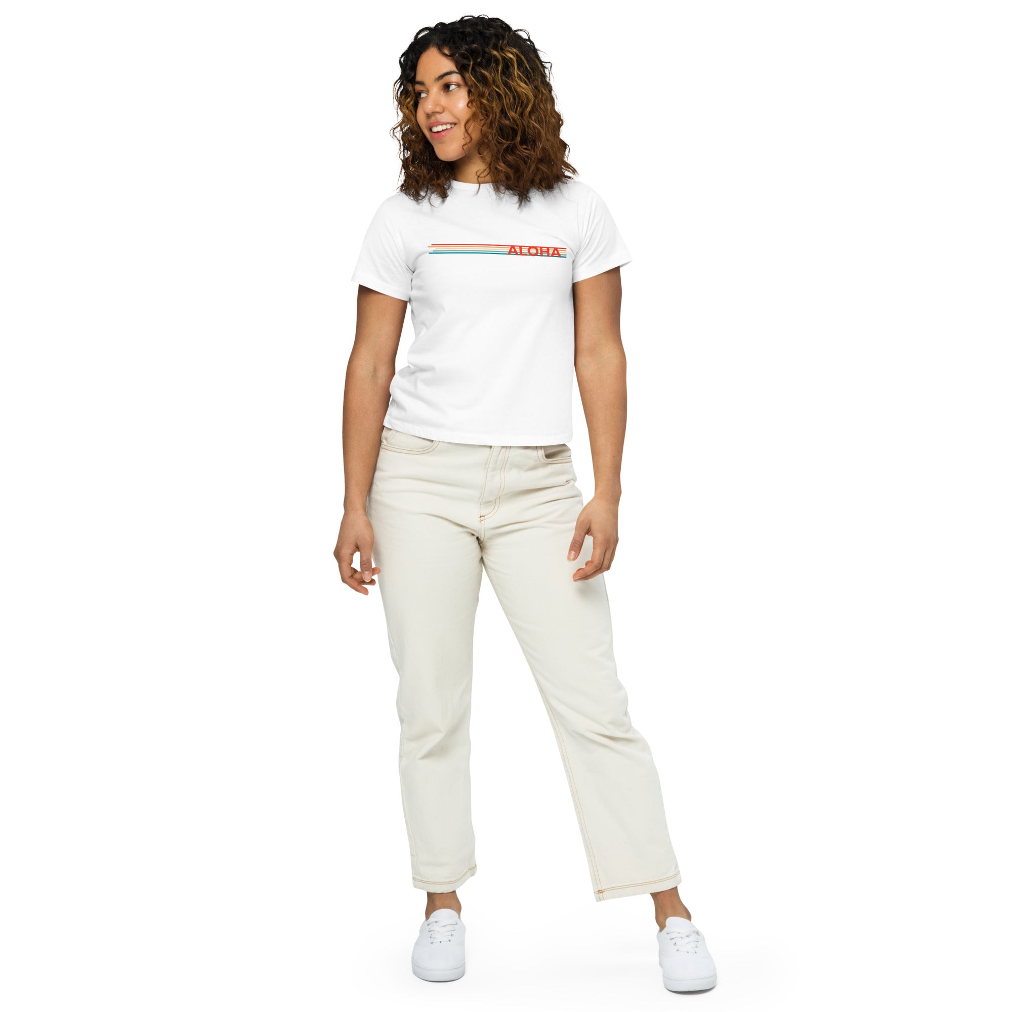 Retro Lines High-Waisted T-Shirt-T-shirt-alohabae