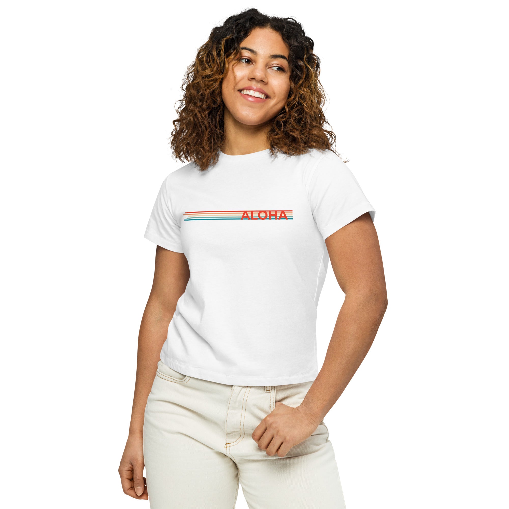 Retro Lines High-Waisted T-Shirt-T-shirt-alohabae