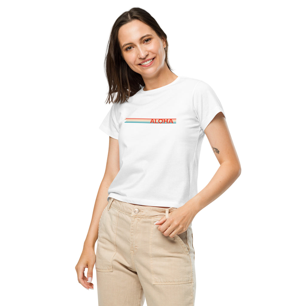 Retro Lines High-Waisted T-Shirt-T-shirt-alohabae