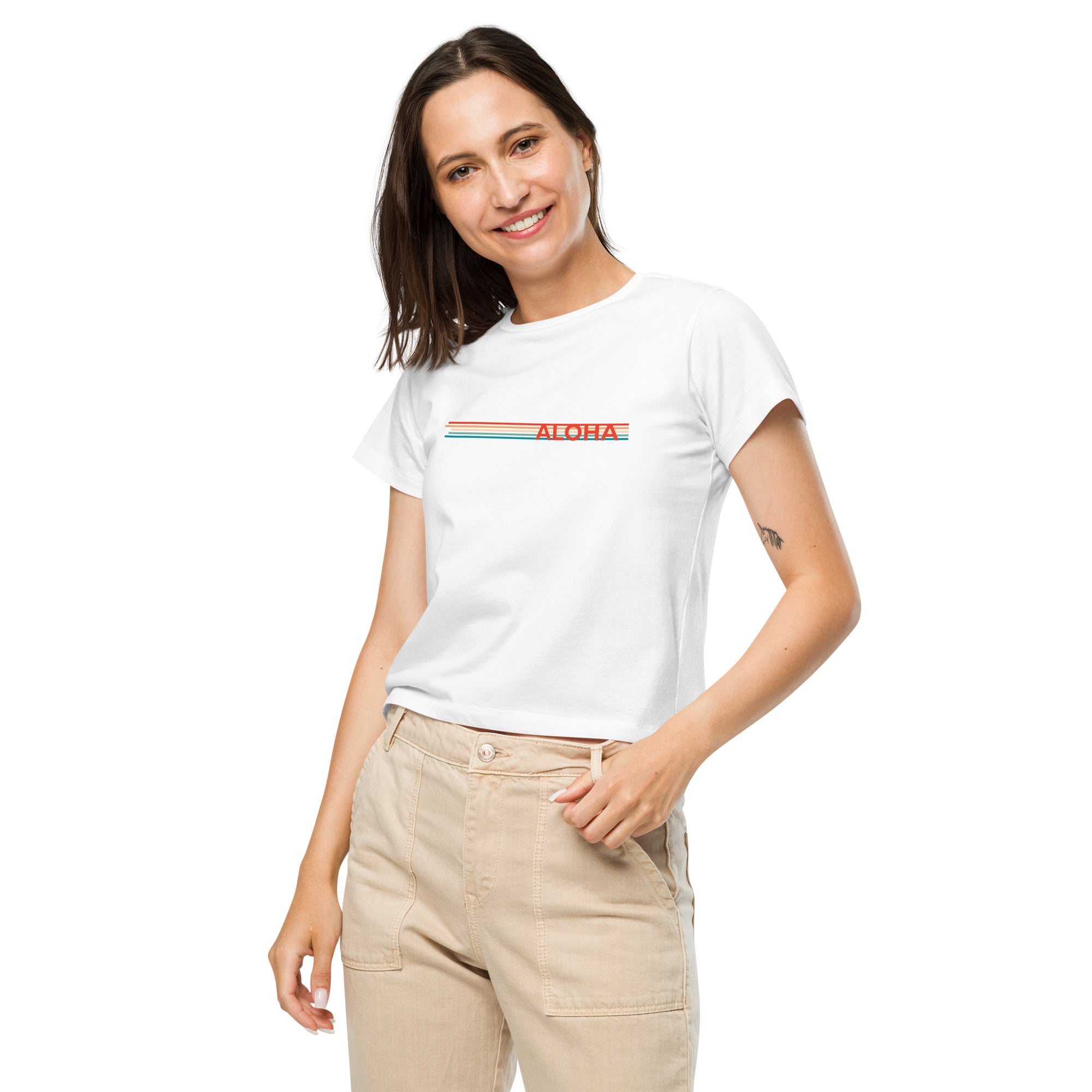 Retro Lines High-Waisted T-Shirt-T-shirt-alohabae