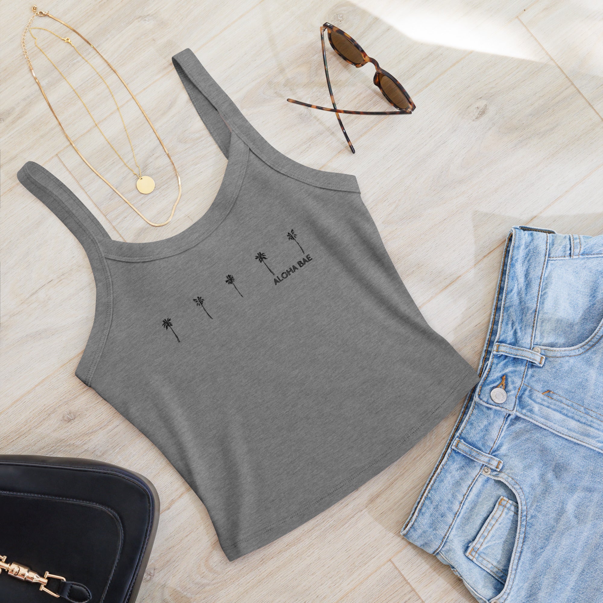 Aloha Palms Rib Tank Top-Tank Top-alohabae