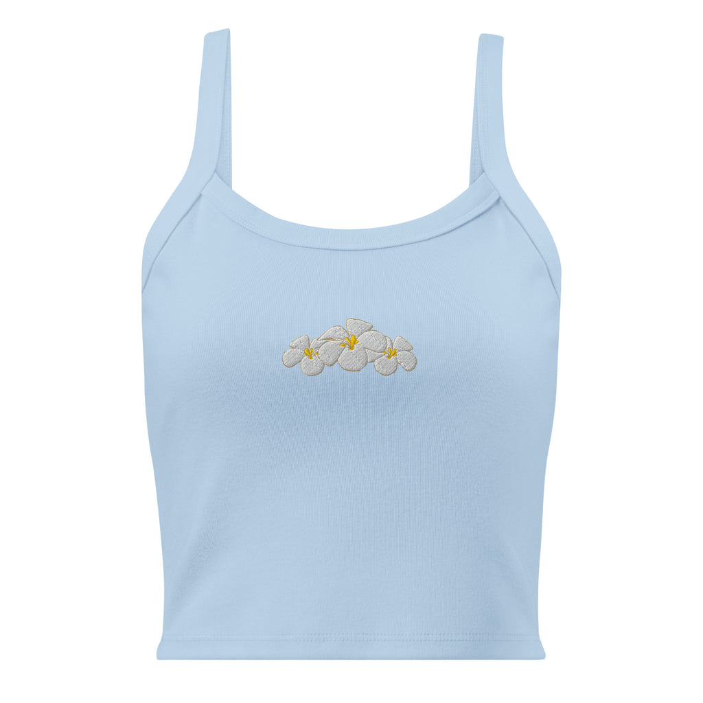 Plumeria Embroidered Rib Tank Top-Tank Top-alohabae