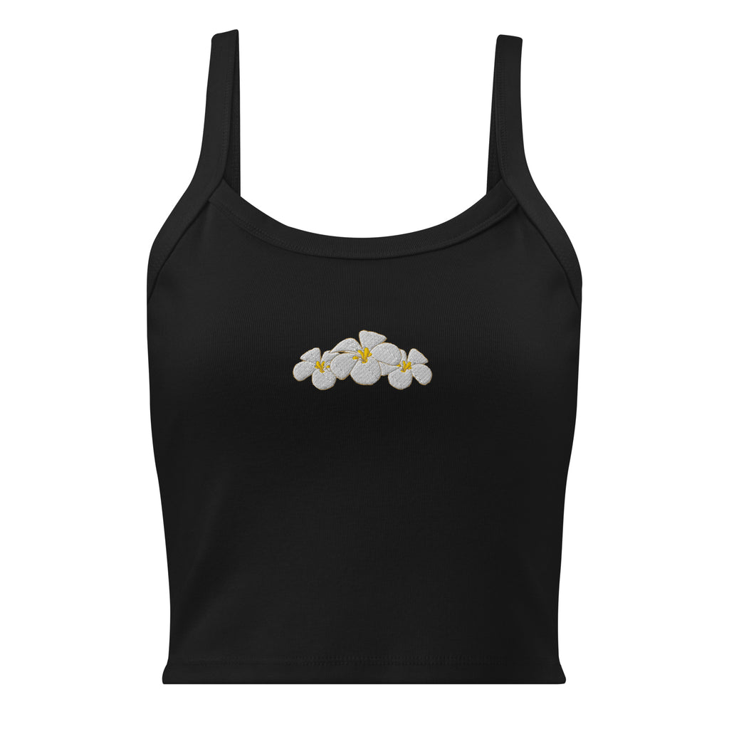 Plumeria Embroidered Rib Tank Top-Tank Top-alohabae