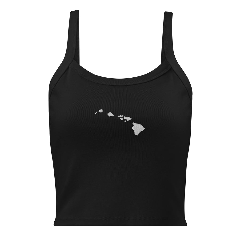 Hawaiian Islands Embroidered Rib Tank Top White-Tank Top-alohabae