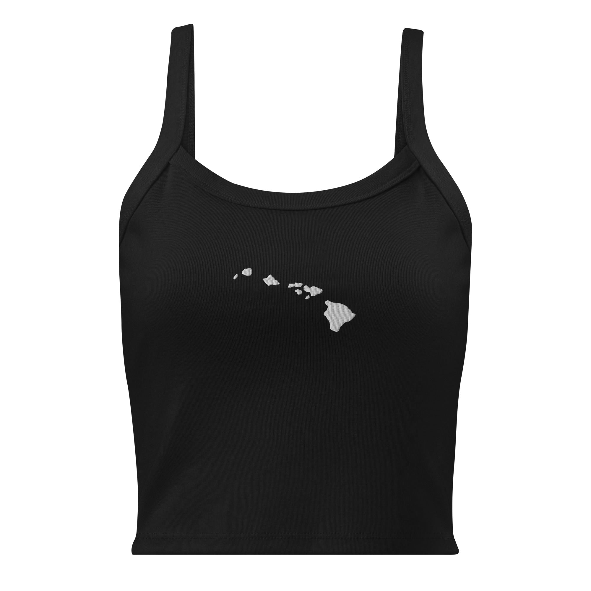 Hawaiian Islands Embroidered Rib Tank Top White-Tank Top-alohabae