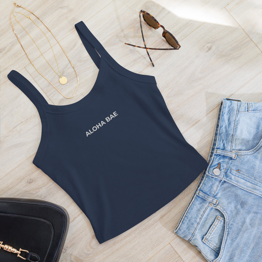 Aloha Bae Embroidered Micro-Rib Tank Top Reverse-Tank Top-alohabae