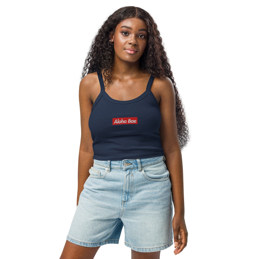 Aloha Bae Streetwear Logo Women’s Embroidered Rib Tank Top-Tank Top-alohabae