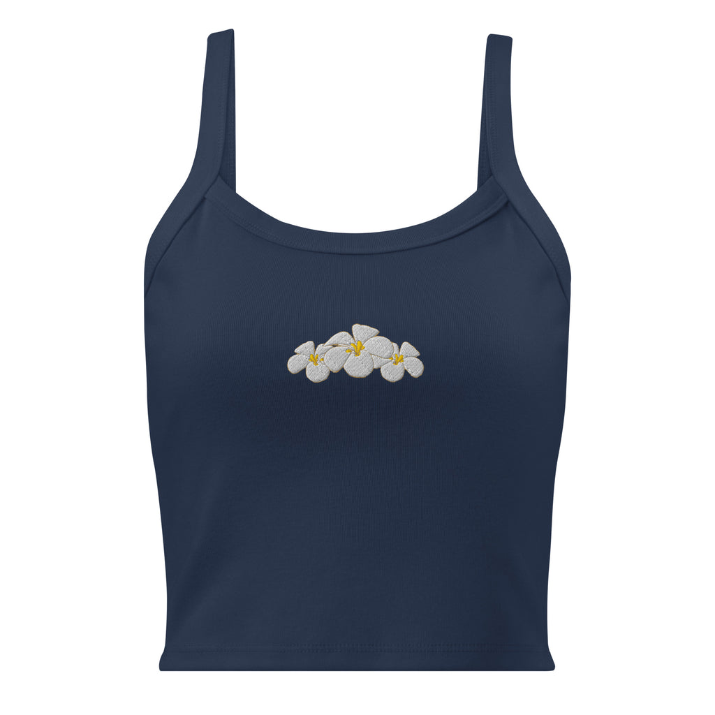 Plumeria Embroidered Rib Tank Top-Tank Top-alohabae