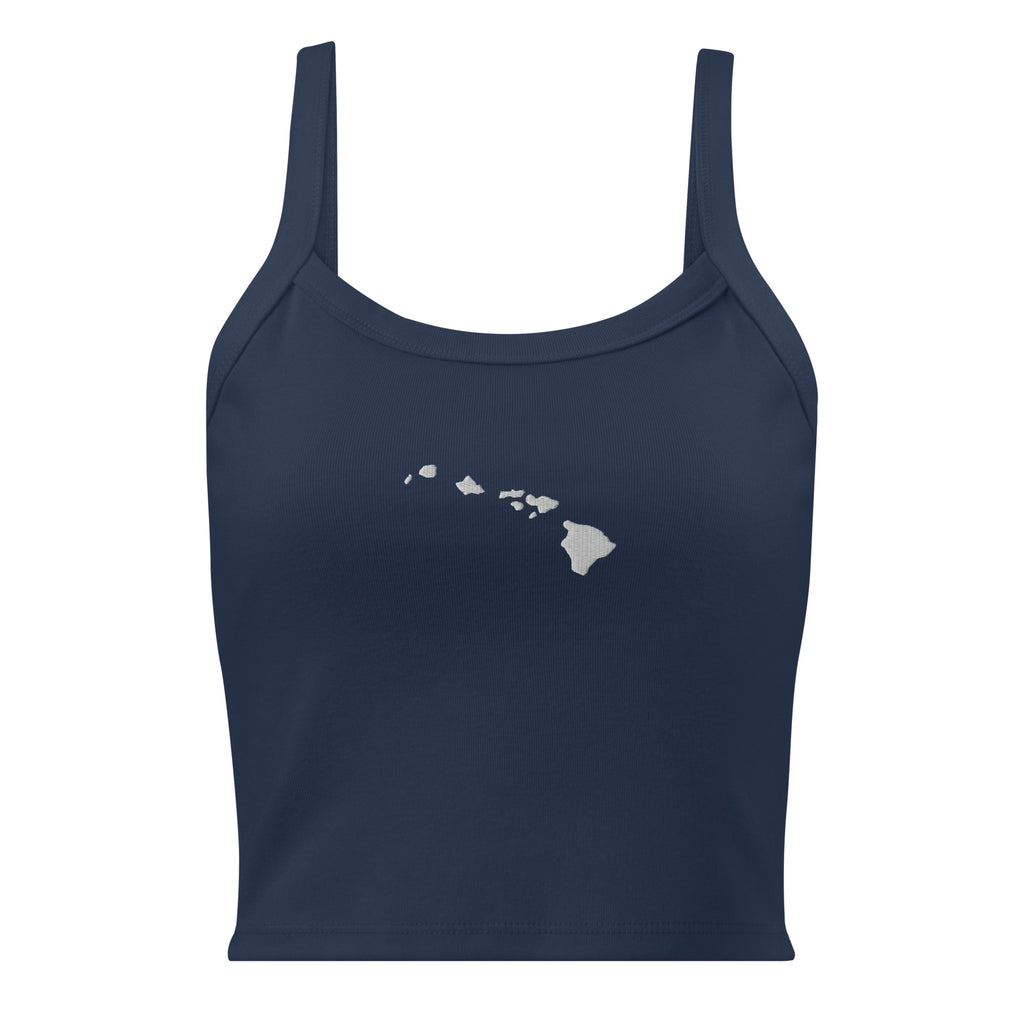 Hawaiian Islands Embroidered Rib Tank Top White-Tank Top-alohabae