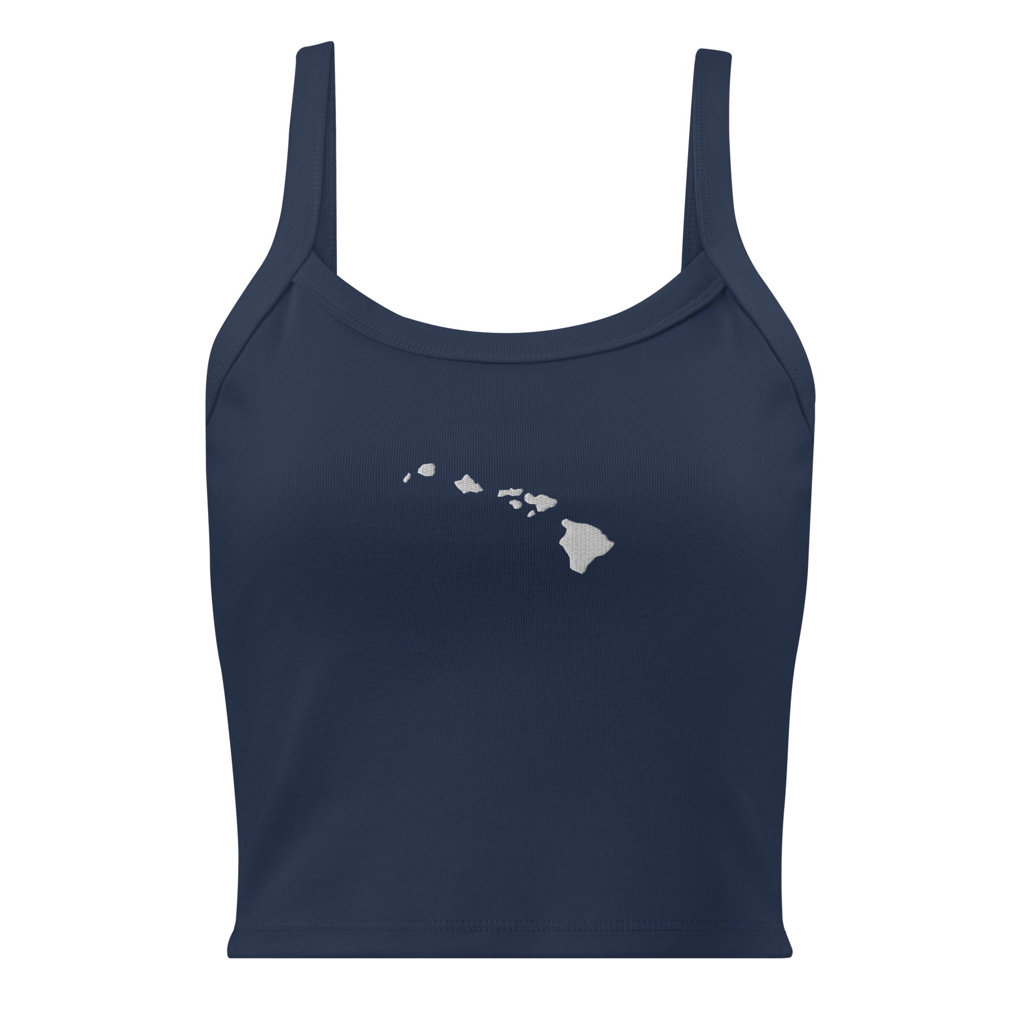 Hawaiian Islands Embroidered Rib Tank Top White-Tank Top-alohabae