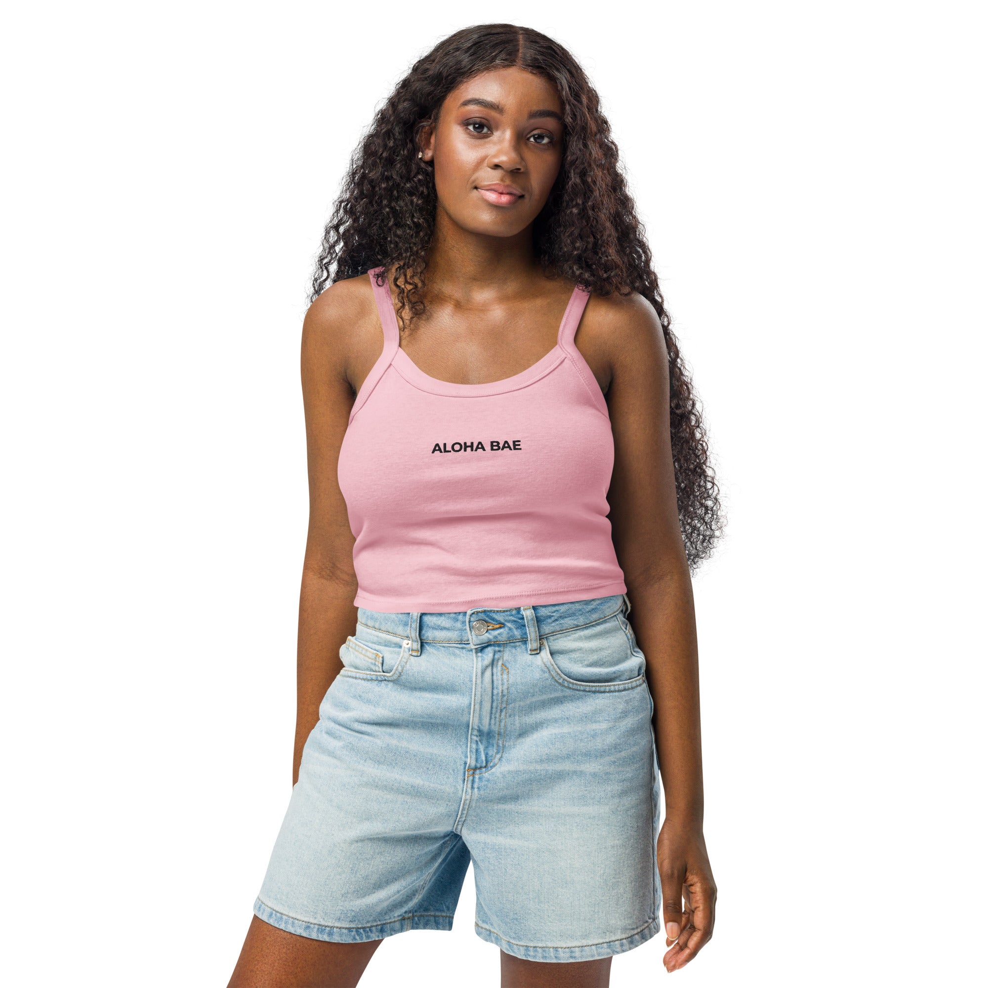 Aloha Bae Embroidered Micro-Rib Tank Top-Tank Top-alohabae