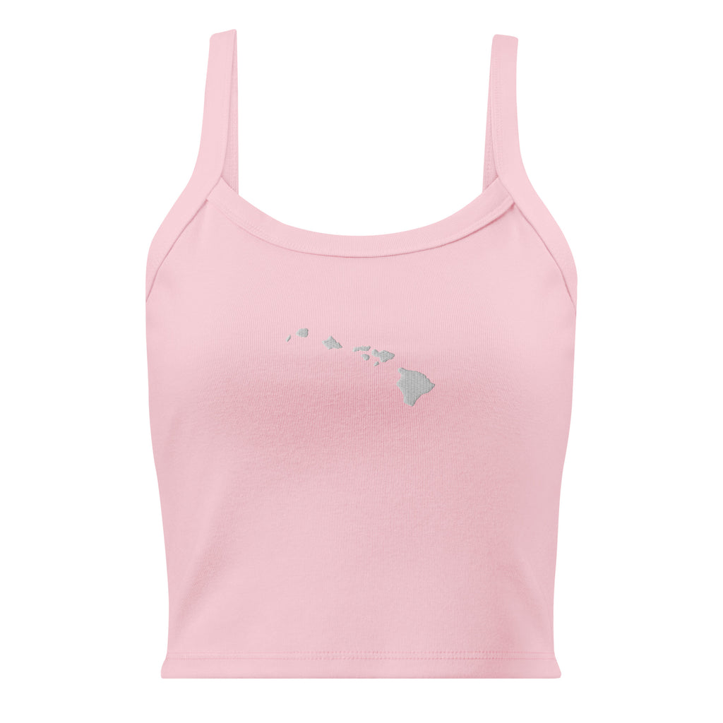 Hawaiian Islands Embroidered Rib Tank Top White-Tank Top-alohabae