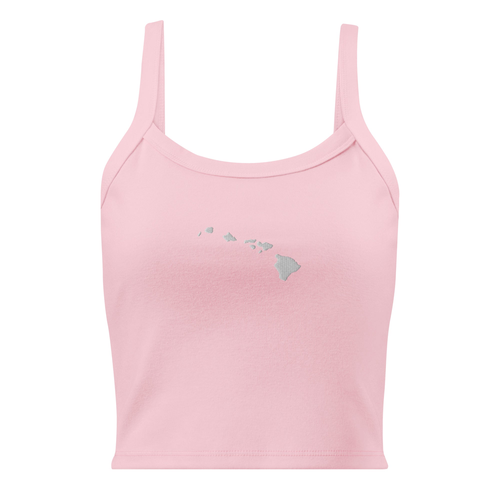 Hawaiian Islands Embroidered Rib Tank Top White-Tank Top-alohabae