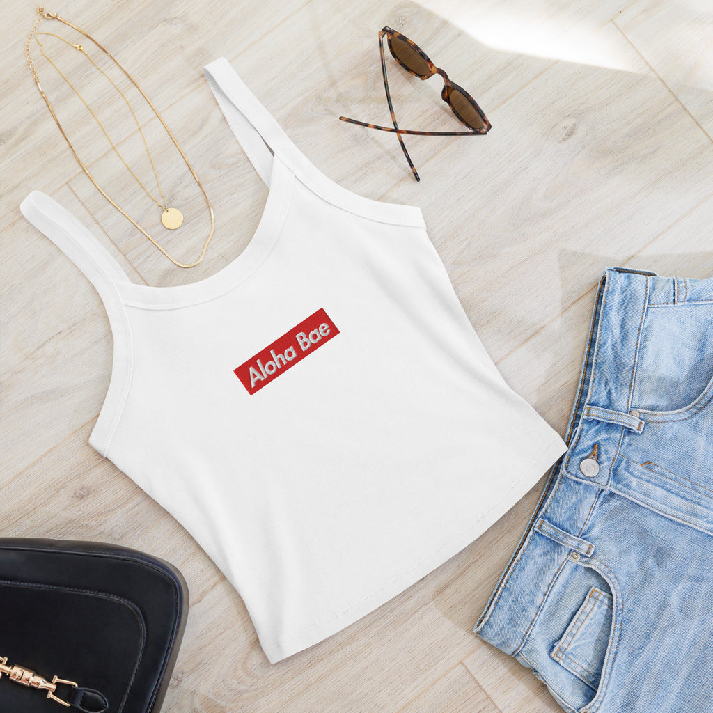 Aloha Bae Streetwear Logo Women’s Embroidered Rib Tank Top-Tank Top-alohabae